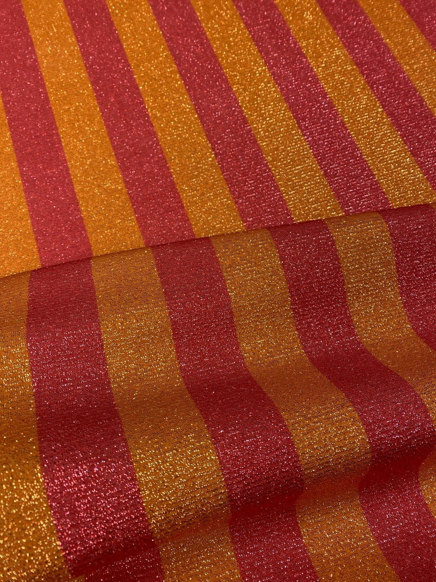 Vibrant Orange & Red Striped Fabric by the Metre