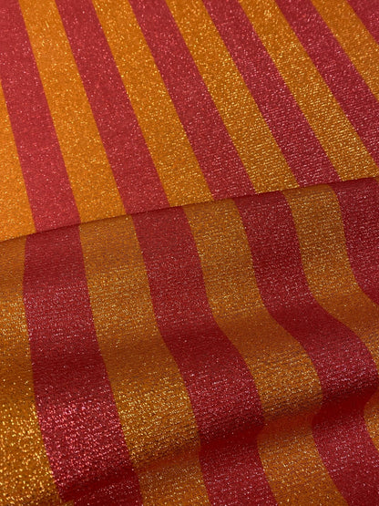 Vibrant Orange & Red Striped Fabric by the Metre