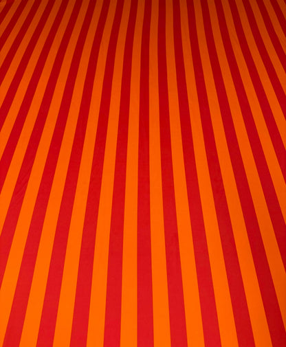 Vibrant Orange & Red Striped Fabric by the Metre