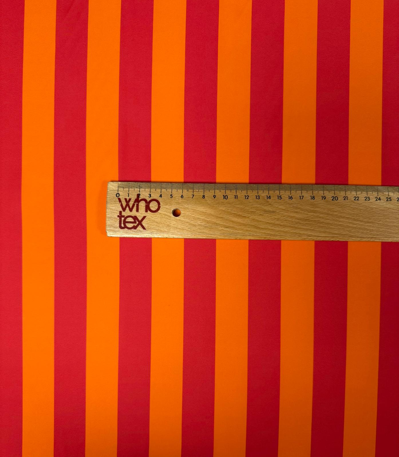 Vibrant Orange & Red Striped Fabric by the Metre