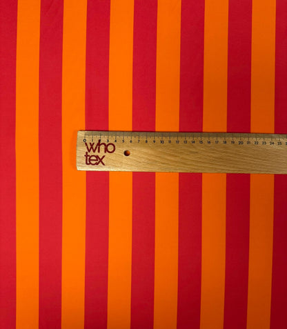 Vibrant Orange & Red Striped Fabric by the Metre