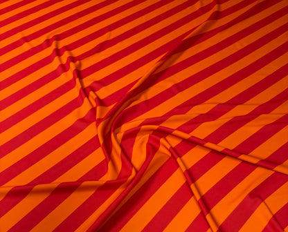 Vibrant Orange & Red Striped Fabric by the Metre