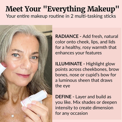 Vibriance Blush & Highlighter Bundle – Cream Sticks for Mature Skin | Makeup Simplified