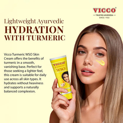Vicco Turmeric WSO Face Moisturizer Cream – 3 Tubes, 70+ Years of Ayurveda, Vegan