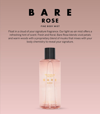 Victoria's Secret Bare Rose Fragrance Mist – Pear Skin, Rosa Centifolia & Sheer Woods | 8.4 oz