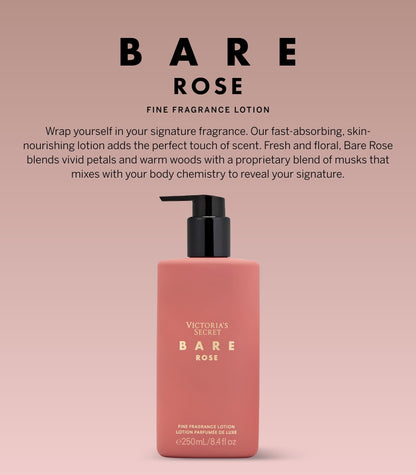 Victoria's Secret Bare Rose Fragrance Body Lotion – Pear Skin, Rosa Centifolia & Sheer Woods (8.4 oz)