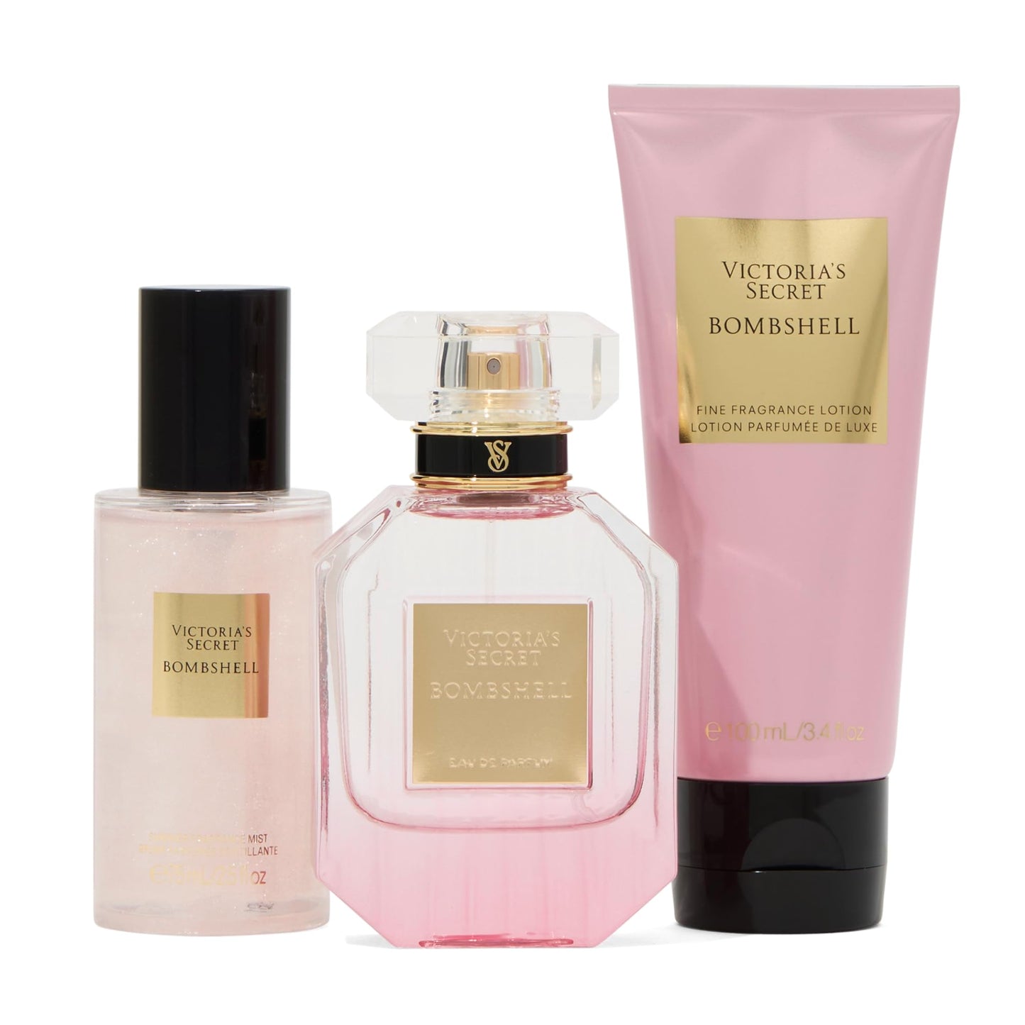 Victoria's Secret Bombshell 3-Piece Luxe Fragrance Gift Set – 1.7 oz EDP, Travel Lotion & Shimmer Mist