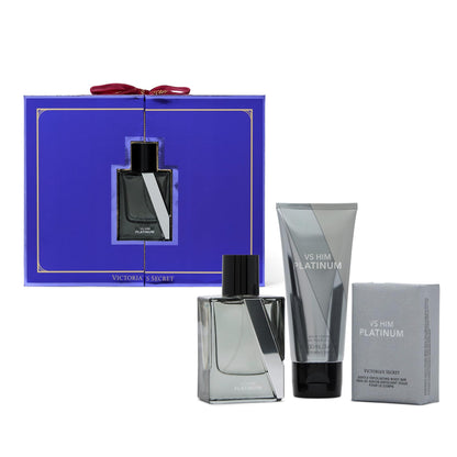 Victoria's Secret Platinum 3 Piece Luxe Fragrance Gift Set – 1.7 oz Cologne, Travel Lotion & Body Bar