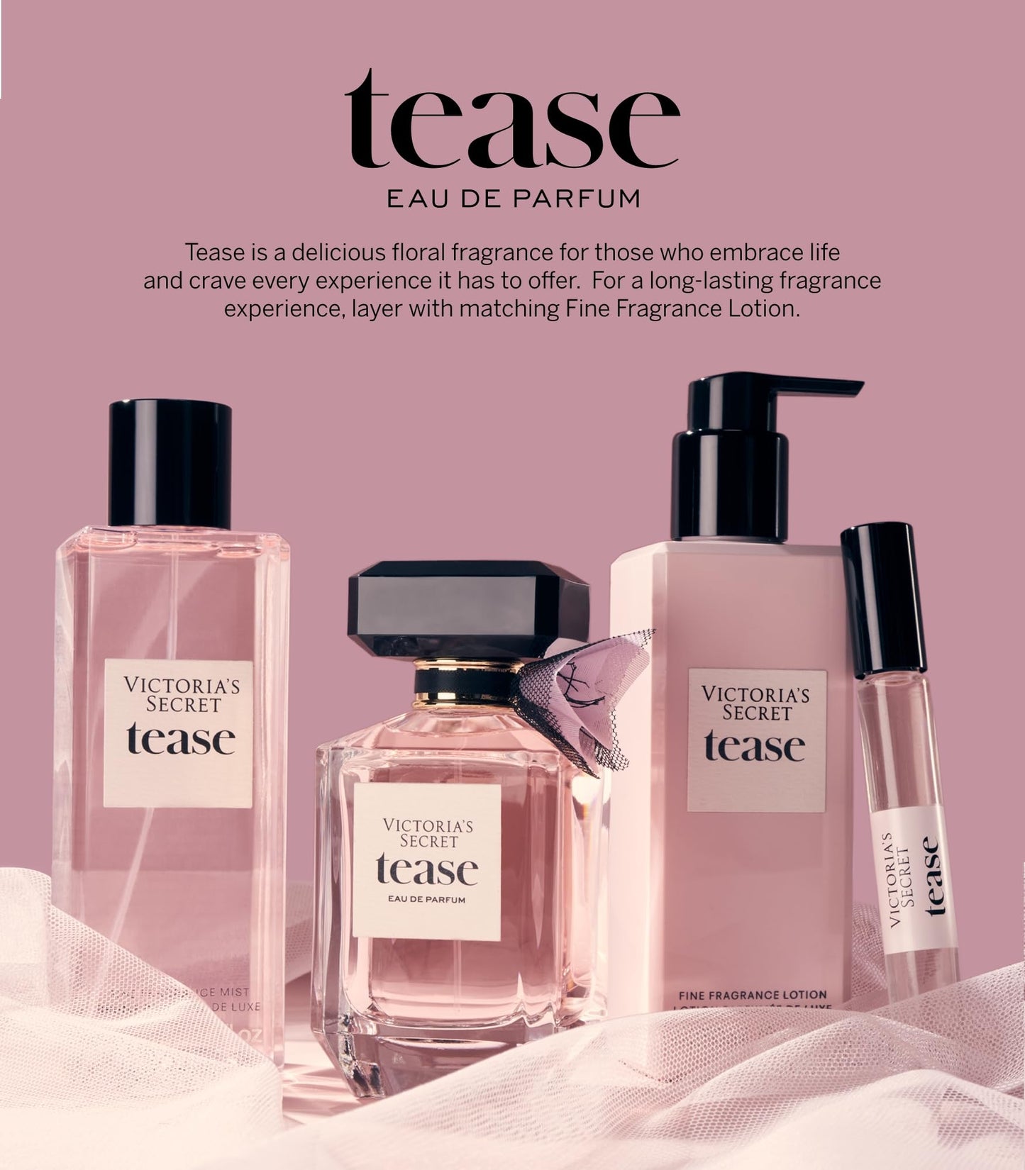 Victoria's Secret Tease Eau de Parfum — White Gardenia, Pear & Black Vanilla (1.7 oz)