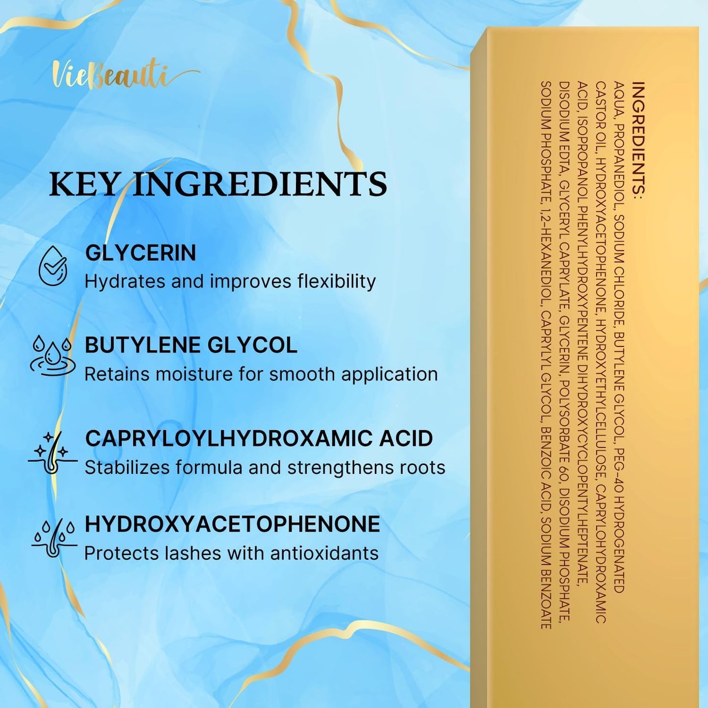 VieBeauti Lash Serum for Eyelash Growth – 5mL, 5-Month Supply, Vegan & Cruelty-Free