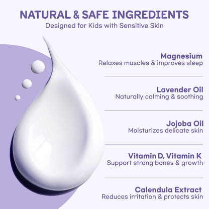 Vigority Magnesium Lotion for Kids & Babies Sleep – Bedtime Calming Cream with Lavender, Shea Butter & Vitamins