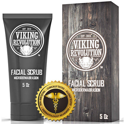Viking Revolution Microdermabrasion Face Scrub for Men – Exfoliating Cleanser & Pre-Shave