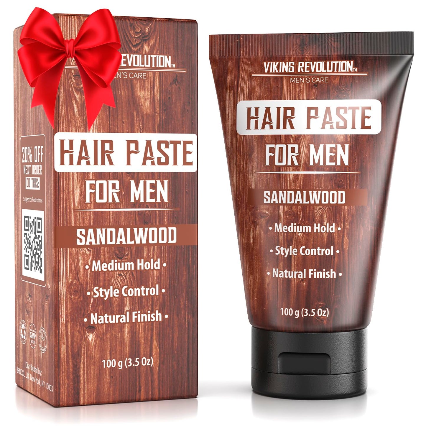 Viking Revolution Hair Paste for Men – Sandalwood, Medium Hold, Matte Finish