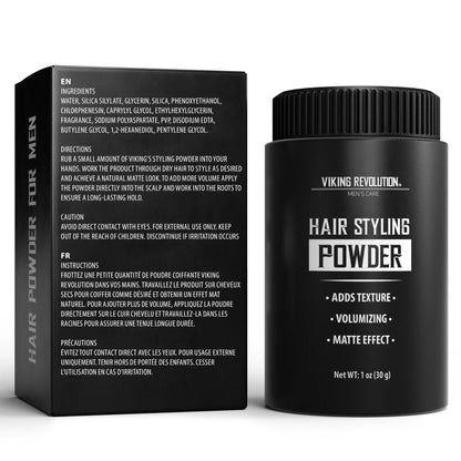 Viking Revolution Hair Styling Powder for Men – Matte Finish, Texture & Volume | 1 oz
