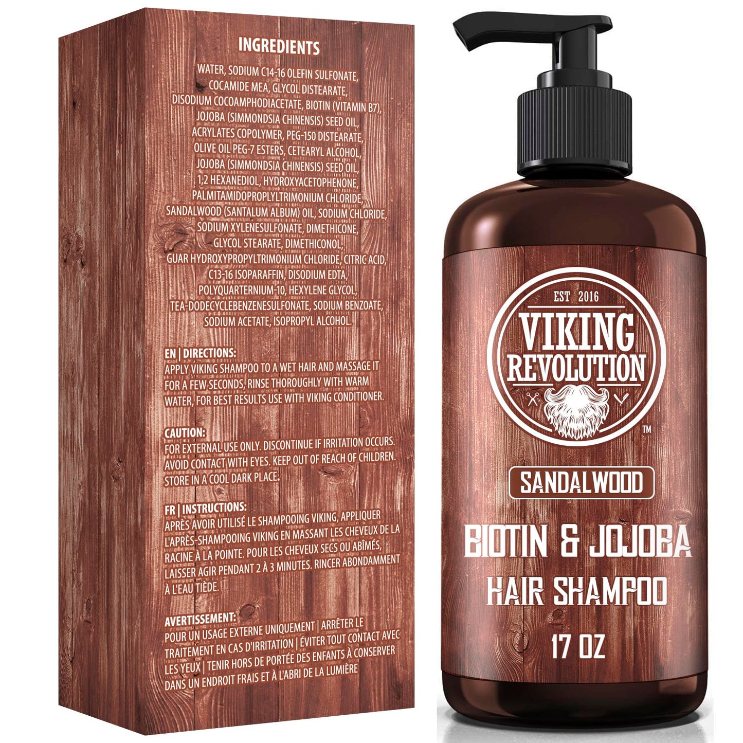 Viking Revolution Sandalwood Shampoo with Biotin & Jojoba Oil – 17 Oz
