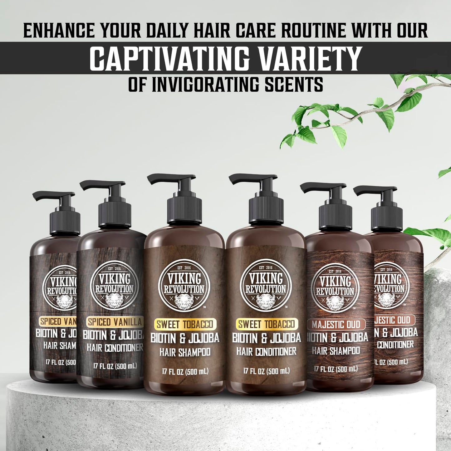 Viking Revolution Majestic Oud Men’s Shampoo & Conditioner Set with Biotin & Jojoba Oil – 17oz