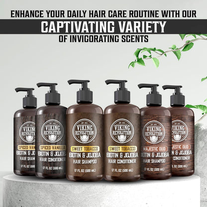 Viking Revolution Majestic Oud Men’s Shampoo & Conditioner Set with Biotin & Jojoba Oil – 17oz