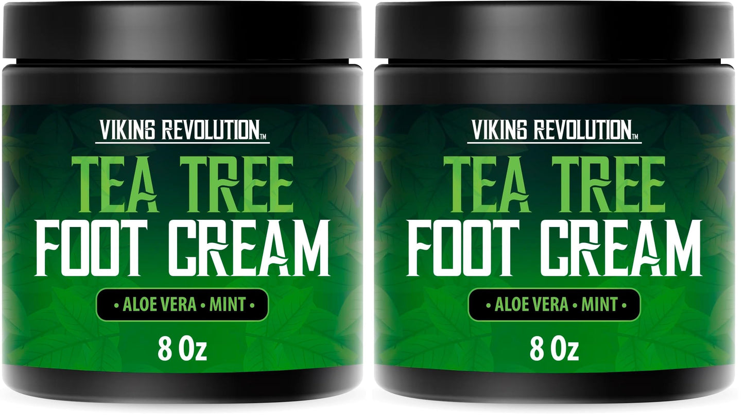Viking Revolution Tea Tree Foot Cream for Dry Cracked Heels – 8oz Pack of 2