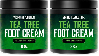 Viking Revolution Tea Tree Foot Cream for Dry Cracked Heels – 8oz Pack of 2