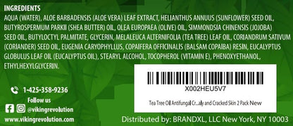 Viking Revolution Tea Tree Oil Cream - Extra Strength Skin Balm for Itchy, Dry Skin | 2 oz x 2 Pack