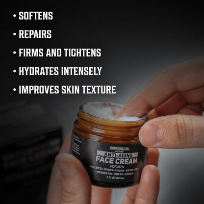 Viking Revolution Men's Anti-Aging Face Cream – Hyaluronic Acid, Aloe Vera & Green Tea (2oz)