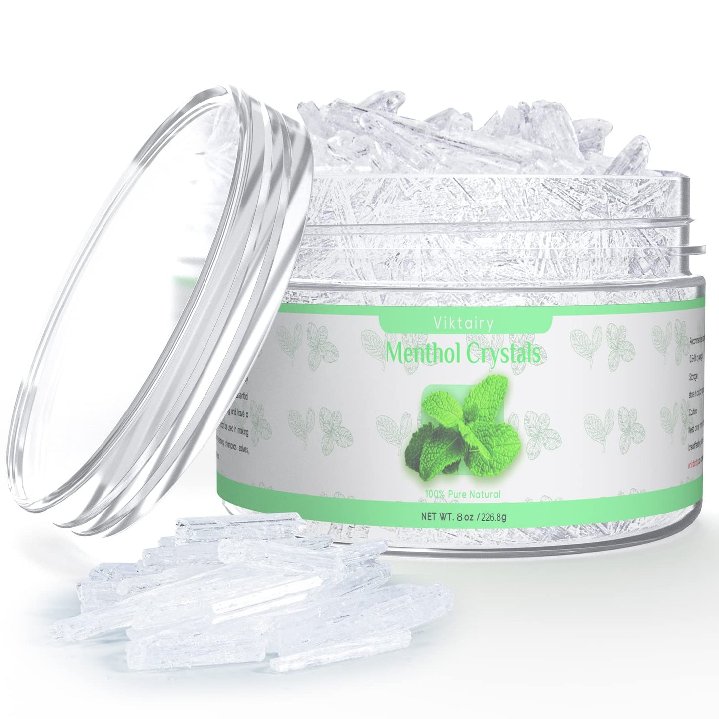 Viktairy Menthol Crystals Bulk 8 oz – 100% Pure Organic Mint for Diffusers, Soaps & Creams
