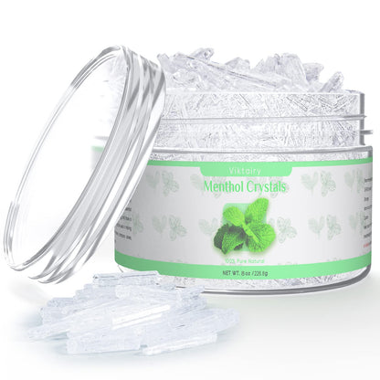 Viktairy Menthol Crystals Bulk 8 oz – 100% Pure Organic Mint for Diffusers, Soaps & Creams