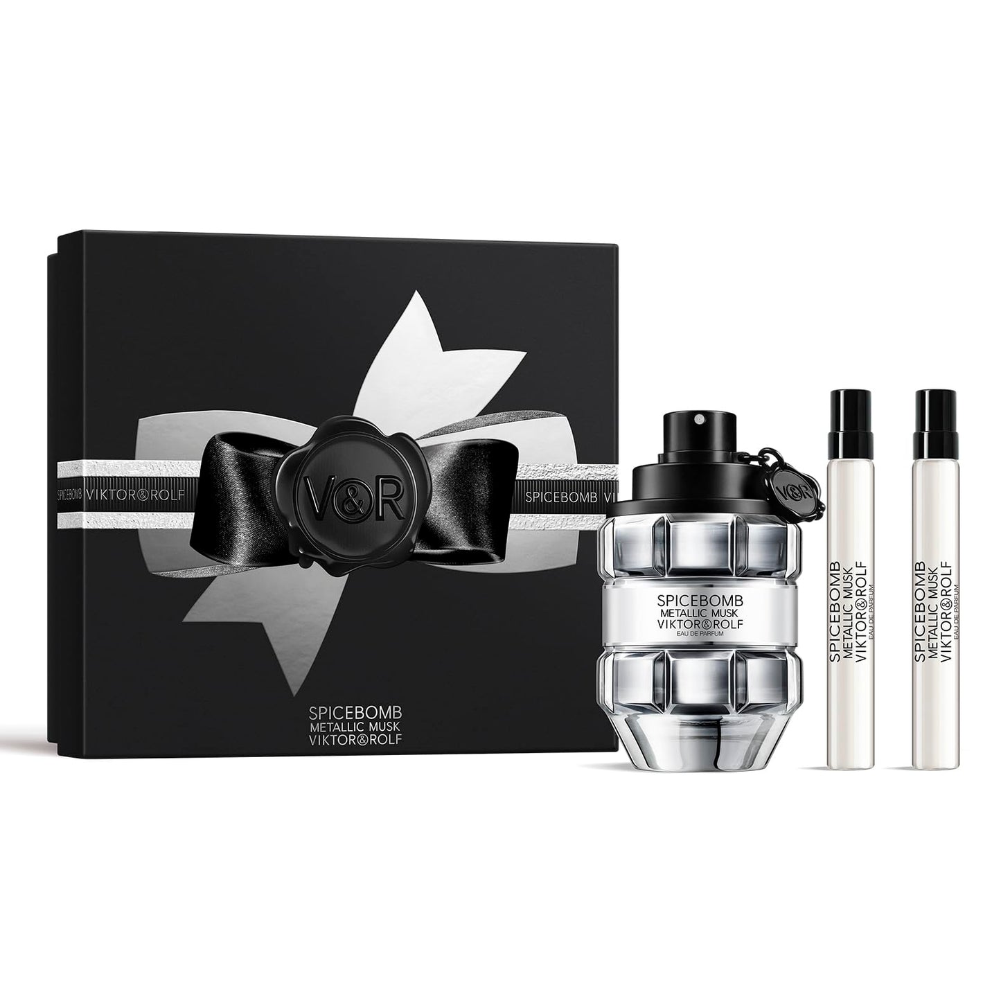 Viktor&Rolf Spicebomb Metallic Musk Eau de Parfum – 3-Piece Set (Full Size 3 oz + Travel 0.3 oz)