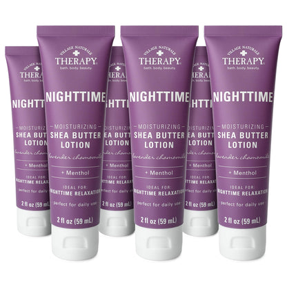 Village Naturals Therapy Nighttime Moisturizing Shea Butter Lotion – Lavender Chamomile (6-Pack)