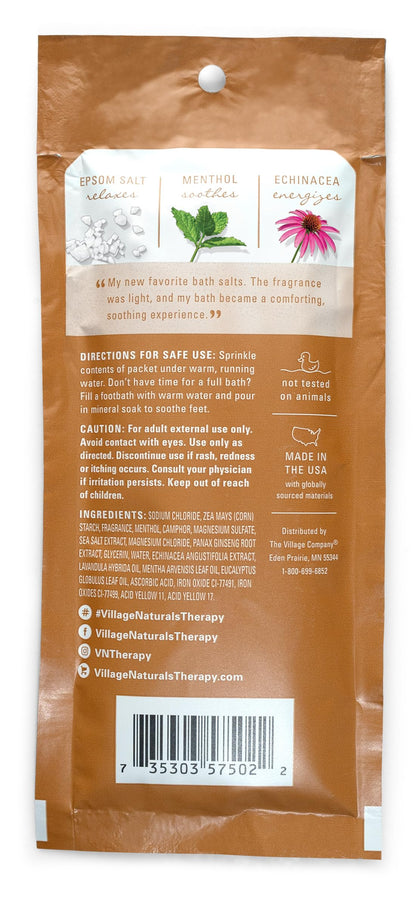 Village Naturals Therapy Breathe Mineral Bath Soak – Lemon Mint, 2 oz, Pack of 12