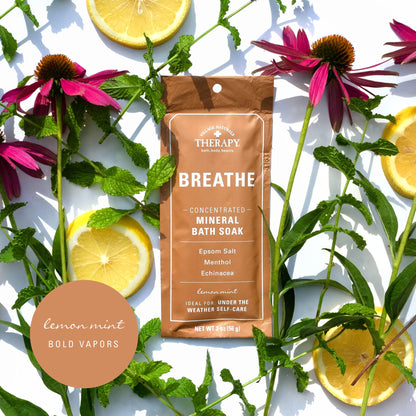 Village Naturals Therapy Breathe Mineral Bath Soak – Lemon Mint, 2 oz, Pack of 12