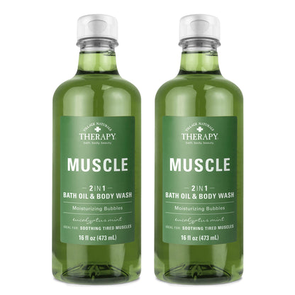 Village Naturals Therapy Muscle Foaming Bath Oil & Body Wash 2 Pack – 16 oz Each
