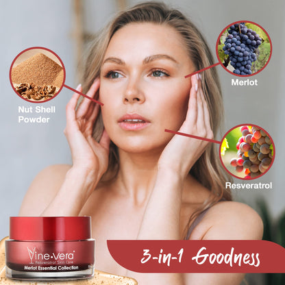 Vine Vera Merlot Facial Peeling Gel – Gentle Resveratrol Exfoliator for Dry, Sensitive, Mature Skin