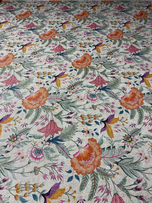 Vintage Floral Shimmer Lurex Fabric by the Metre