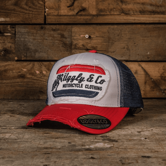 White & Red Flattrack Cap