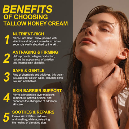 VIOFAIRY Beef Tallow Balm with Raw Honey – Grass-Fed Tallow & Wild Honey, Organic Face & Body Moisturizer, 4.2 oz