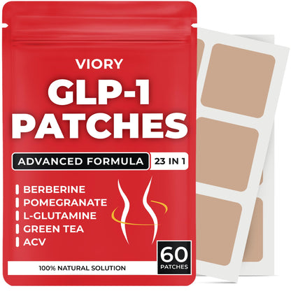 VIORY GLP-1 Patches for Women & Men | Berberine, L-Glutamine, Garcinia Cambogia, Resveratrol – 60 Days Supply
