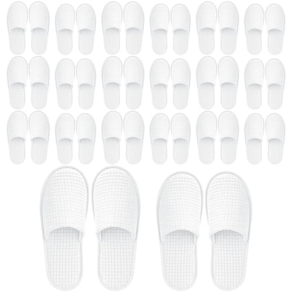 Vipay 20 Pairs White Disposable Slippers | Non-Slip, 2-Size Spa Slippers for Hotels and Travel