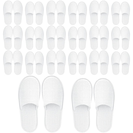 Vipay 20 Pairs White Disposable Slippers | Non-Slip, 2-Size Spa Slippers for Hotels and Travel