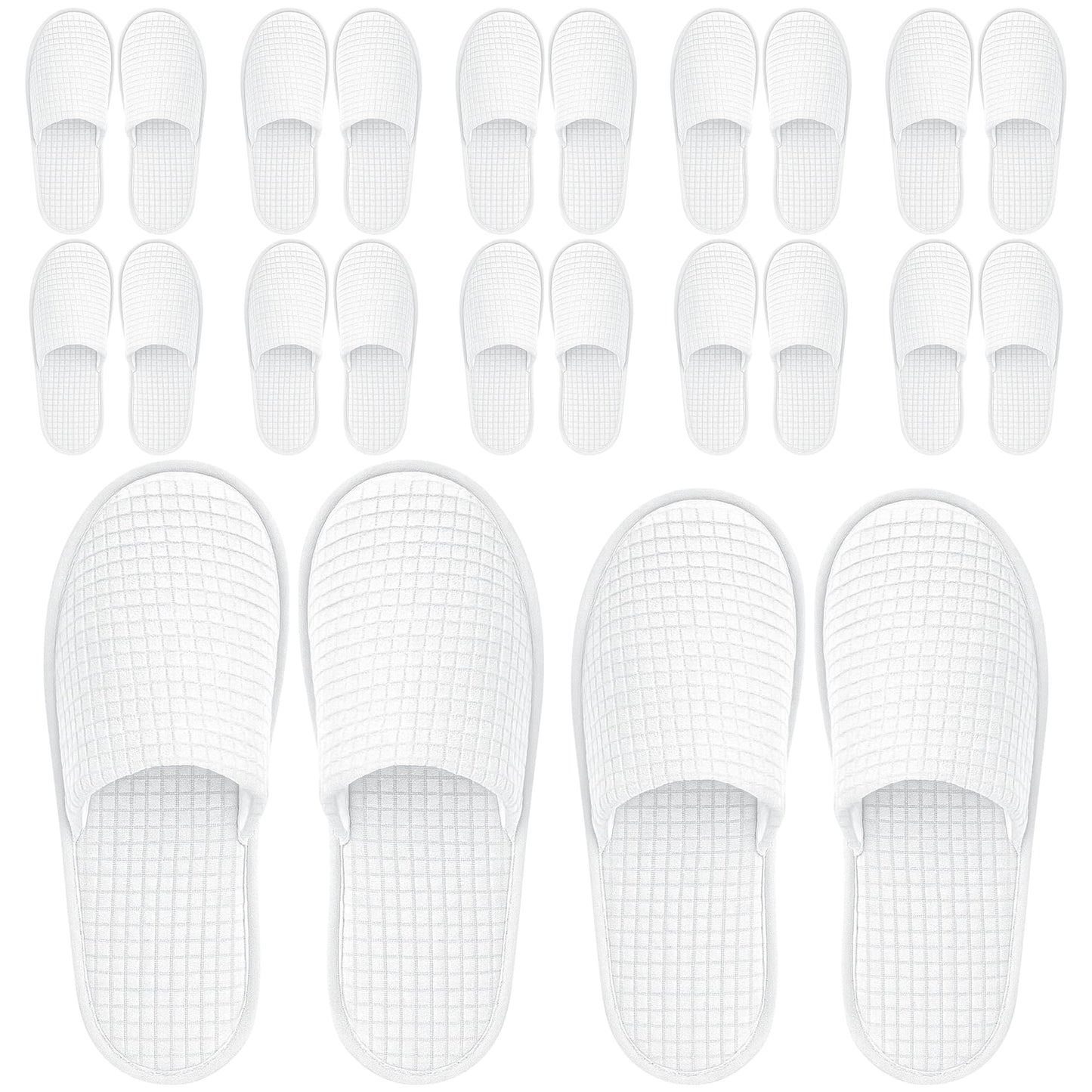 Vipay 12 Pairs Disposable Slippers for Guests – Breathable White Indoor Slippers (M/L)