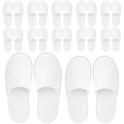 Vipay 12 Pairs Disposable Slippers for Guests – Breathable White Indoor Slippers (M/L)