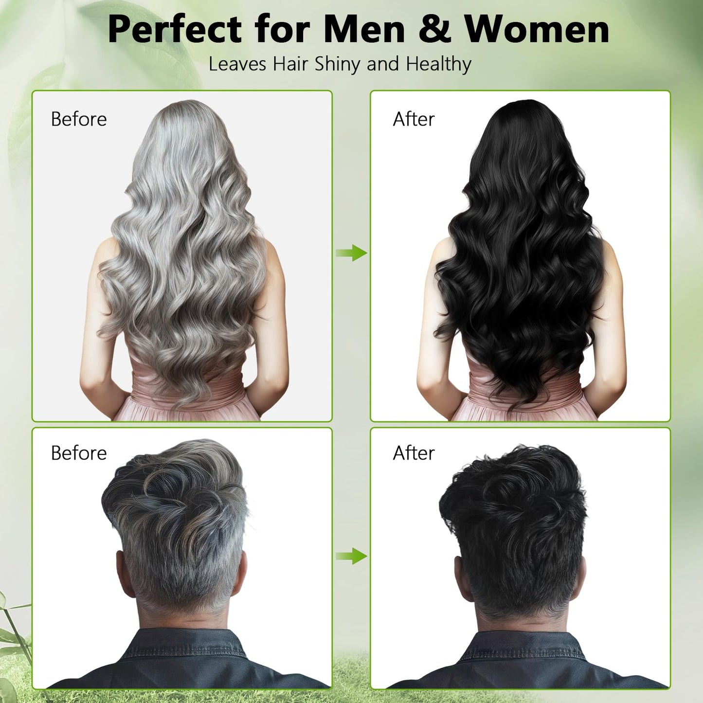 Vireo Color Black Hair Dye Shampoo for Gray Hair – 3 in 1 Herbal Color (Ammonia-Free)