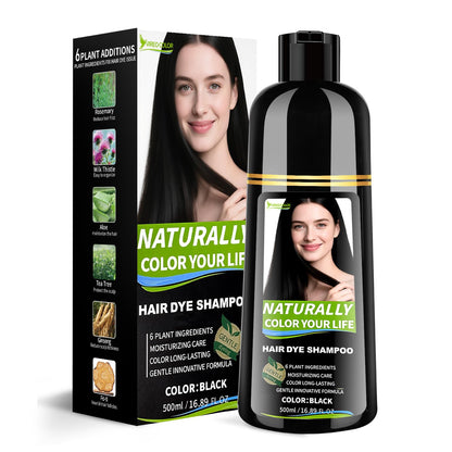 Vireo Color Black Hair Dye Shampoo for Gray Hair – 3 in 1 Herbal Color (Ammonia-Free)