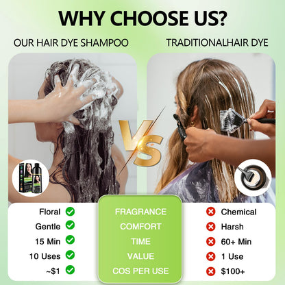 Vireo Color Black Hair Dye Shampoo for Gray Hair – 3 in 1 Herbal Color (Ammonia-Free)