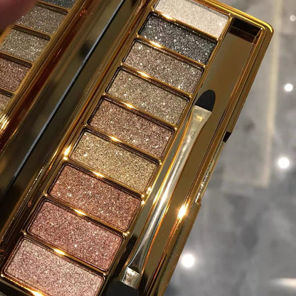Virtegasas Glitter Eyeshadow Palette – 9 Shimmer Shades, Waterproof & Long-Lasting