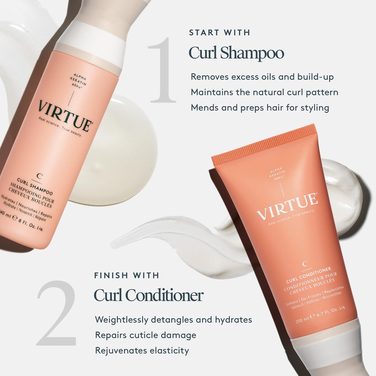 VIRTUE Curl Sulfate Free Shampoo with Jojoba Oil – Hydrates, Frizz Control & Color Safe
