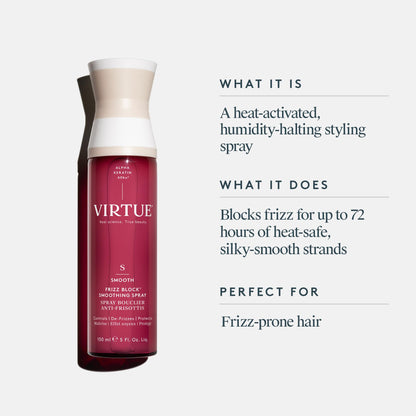 VIRTUE Frizz Block Smoothing Spray | Heat & Humidity Protection, Color Safe, 5 fl oz