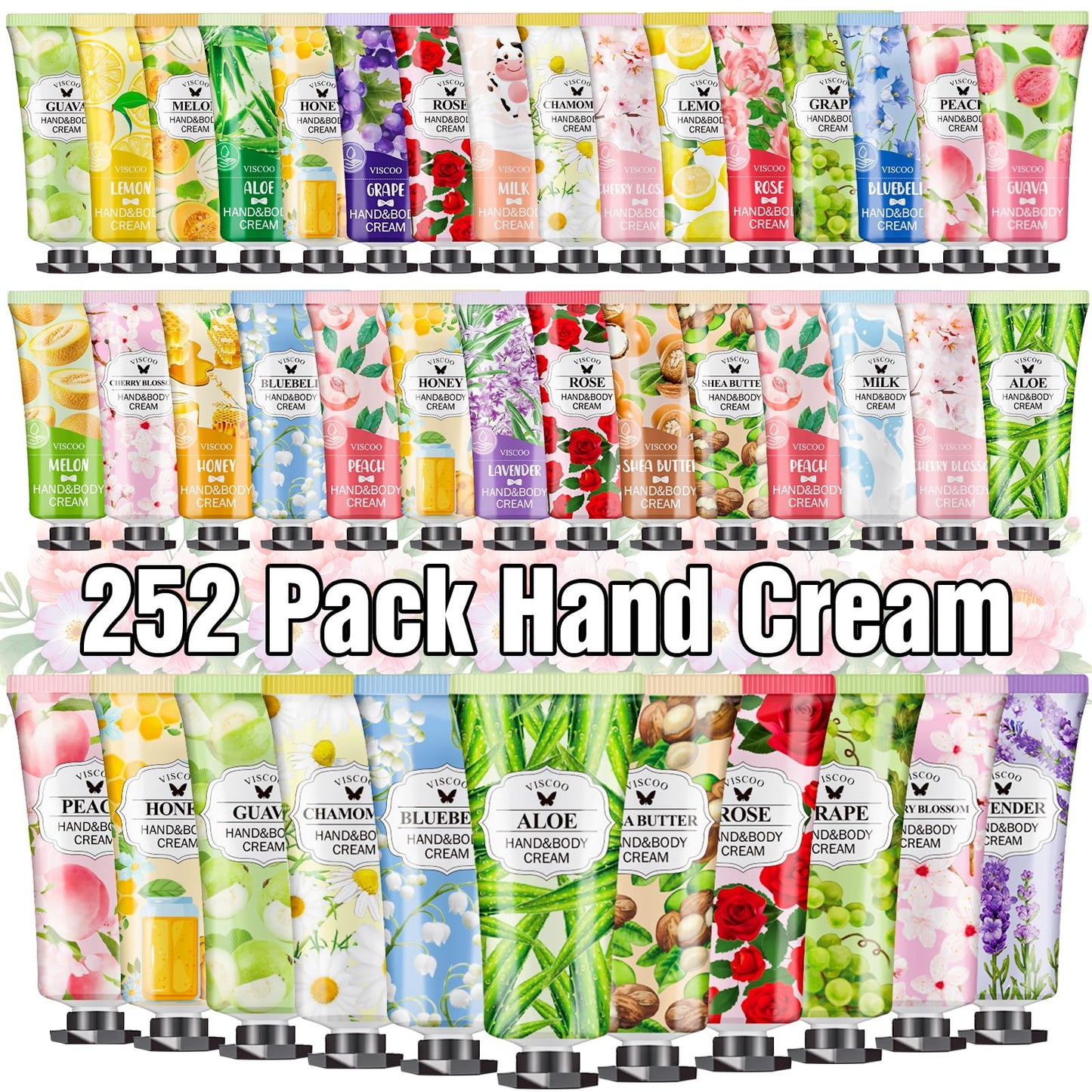 VISCOO 252 Pack Hand Cream Gift Set – 14 Fragrances, Travel-Sized Moisturizers