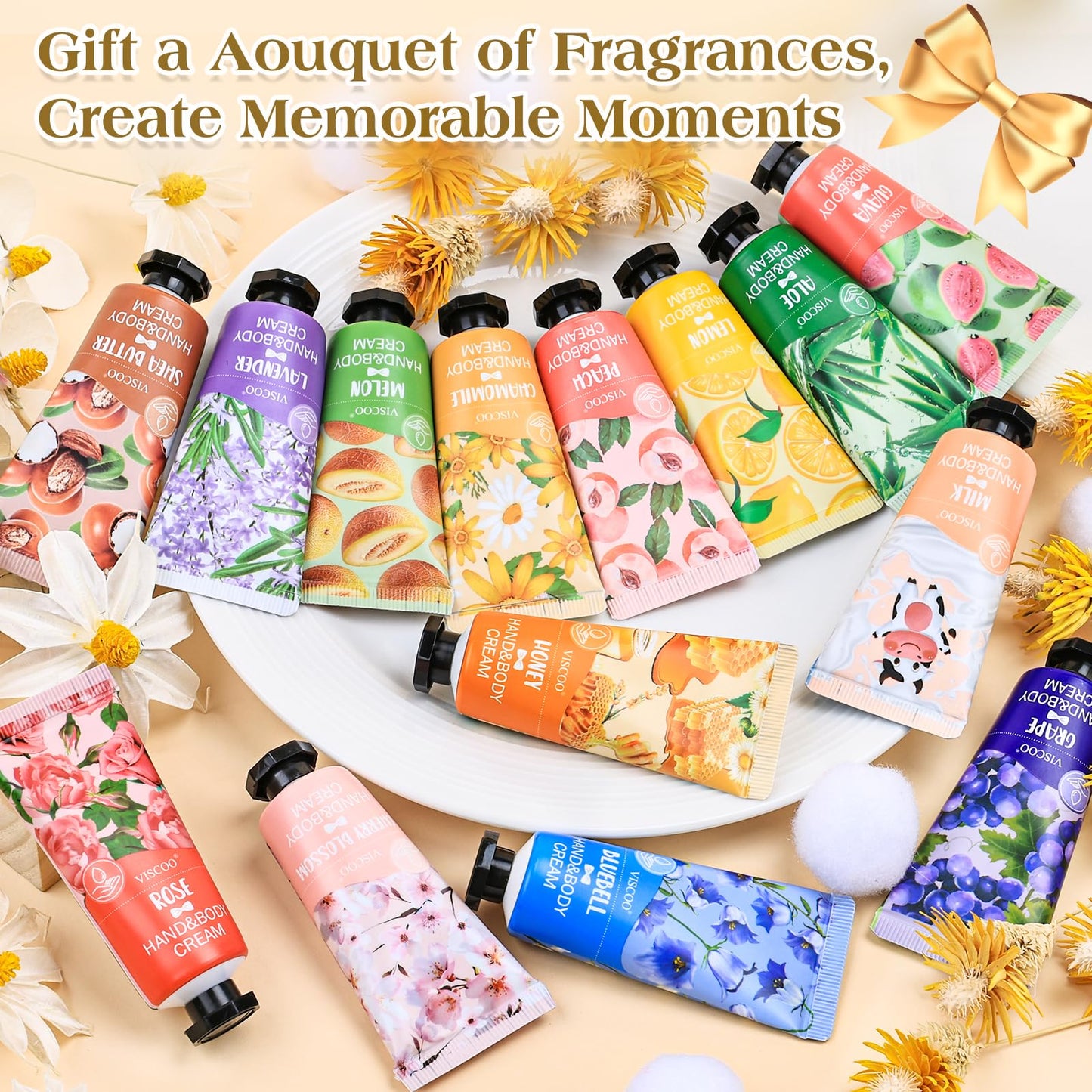 VISCOO 28 Pack Hand Cream Gift Set – 14 Fragrances, Travel-Size Moisturizers