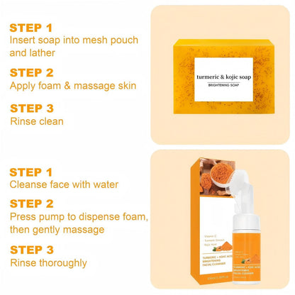 VISEWI Turmeric Face Wash with Brush + Turmeric Soap Set | Deep Cleanse